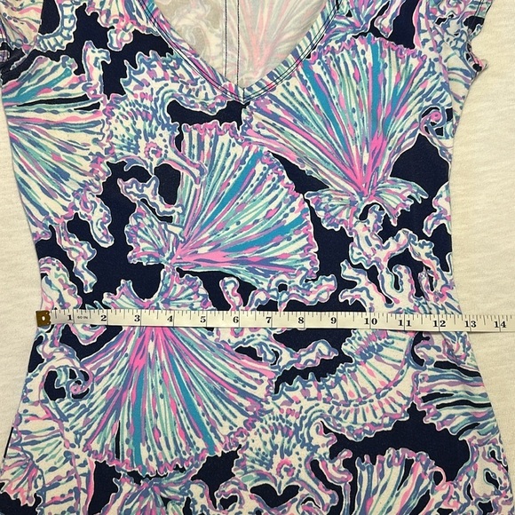 LILLY PULITZER Malin Midi V-Neck Dress SHELLS BELLS Deep Sea Navy Women’s XS - Picture 13 of 14